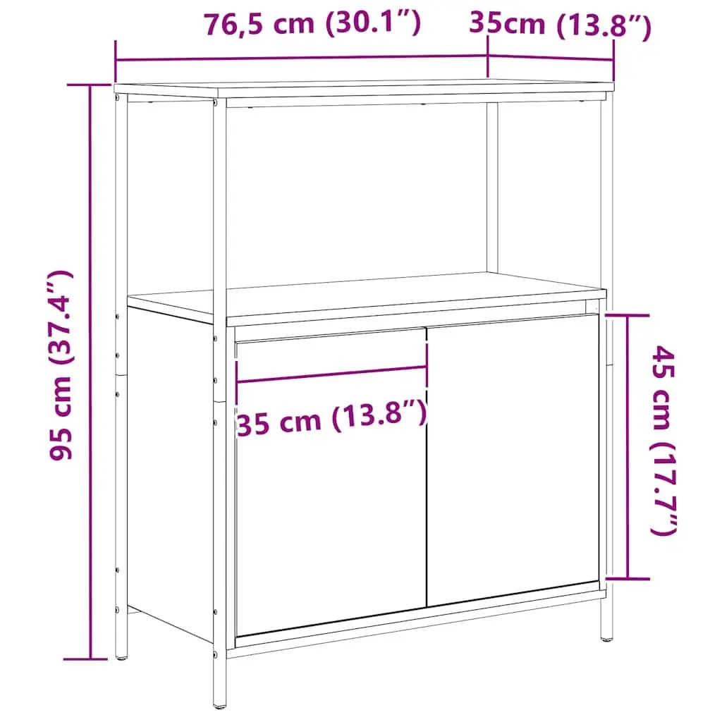 Bathroom Vanity Cabinet Black Oak 76.5W x 35D x 95H cm Storage Unit Organiser