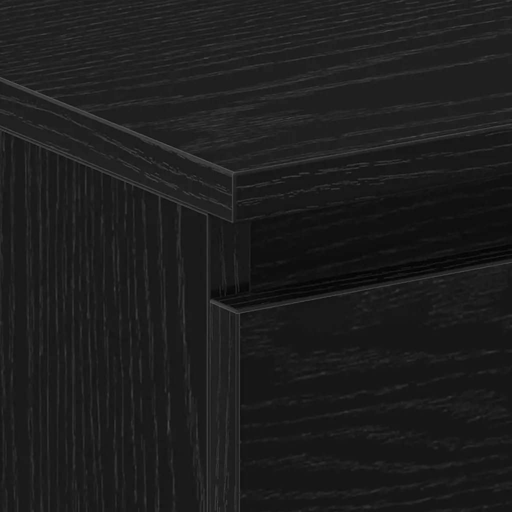 Bedside Cabinet Black 2 Pieces Compact Nightstand Storage Drawer