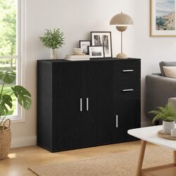 Sideboard Black Oak 91x29.5x75 cm Storage Cabinet Cupboard Furniture