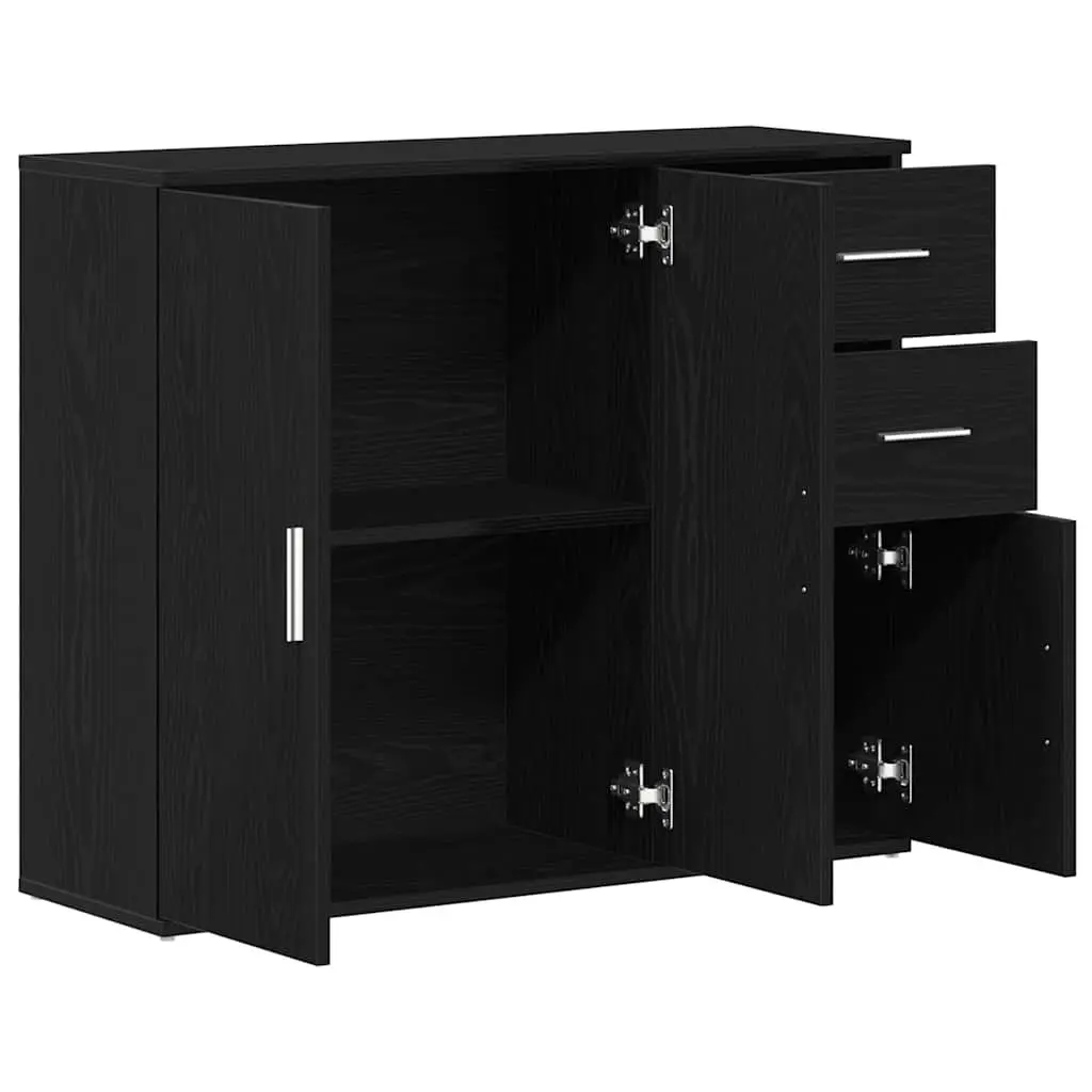 Sideboard Black Oak 91x29.5x75 cm Storage Cabinet Cupboard Furniture