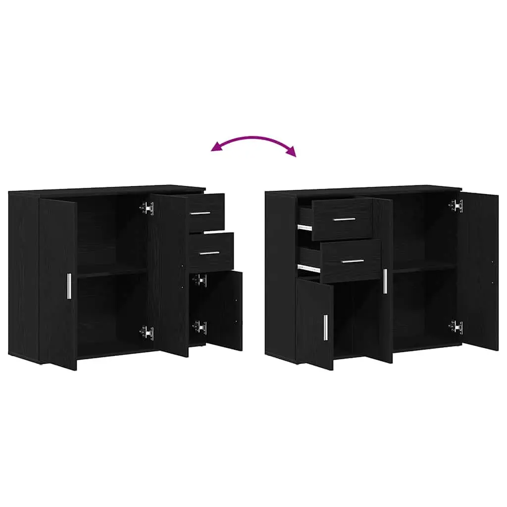 Sideboard Black Oak 91x29.5x75 cm Storage Cabinet Cupboard Furniture