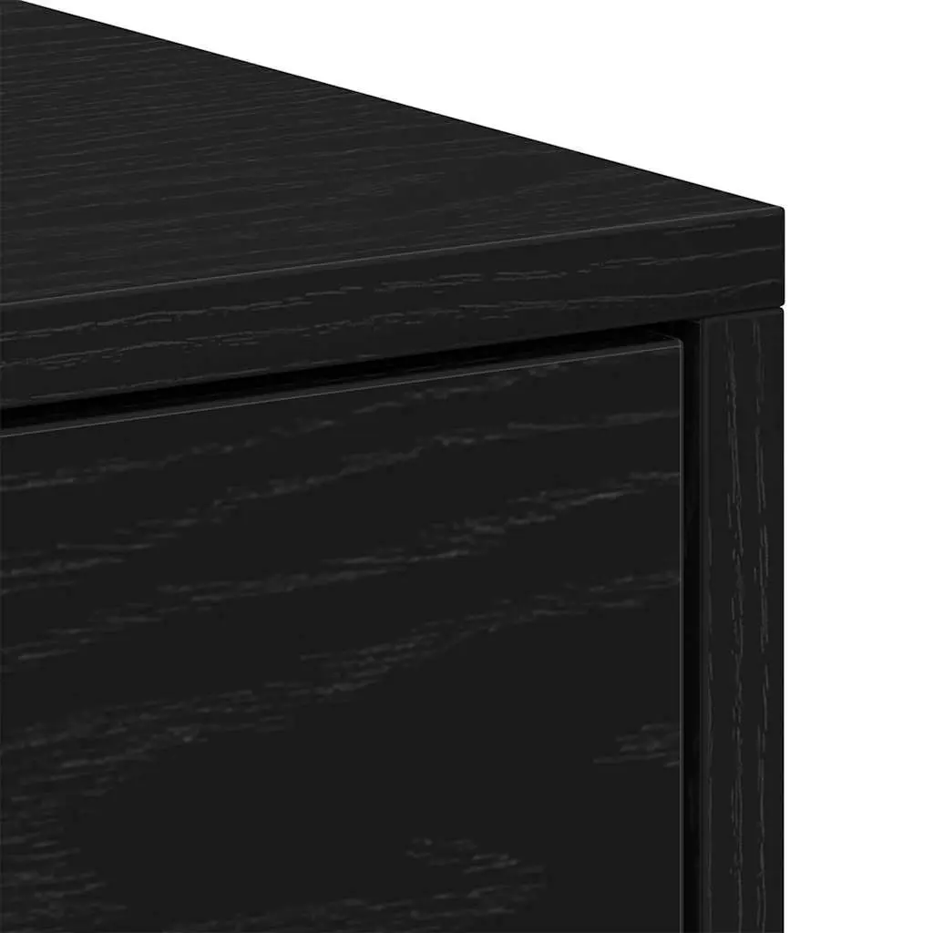 Bedside Cabinet Black Oak 40x30x40cm 2 Drawer Nightstand Storage Organiser