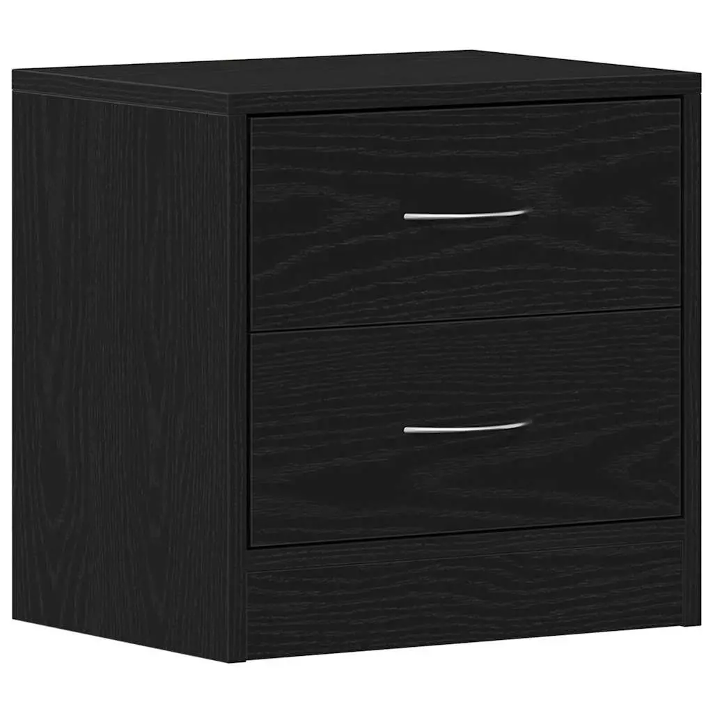 Bedside Cabinet Black Oak 40x30x40 cm Nightstand with 2 Drawers Storage Table