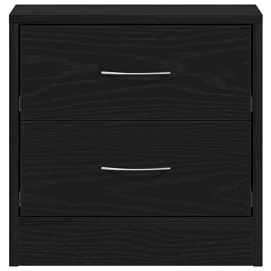 Bedside Cabinet Black Oak 40x30x40 cm Nightstand with 2 Drawers Storage Table