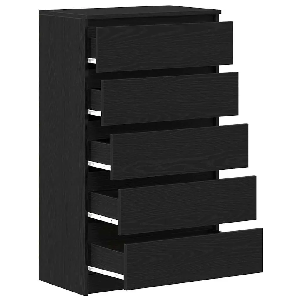 Drawer Cabinet Black Oak 60x36x103 cm 5 Drawers Storage Chest Sideboard