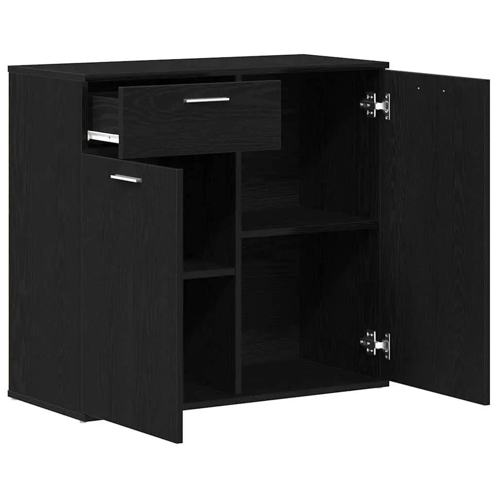 Sideboard Black Oak 80x36x75cm Engineered Wood Storage Cabinet Buffet