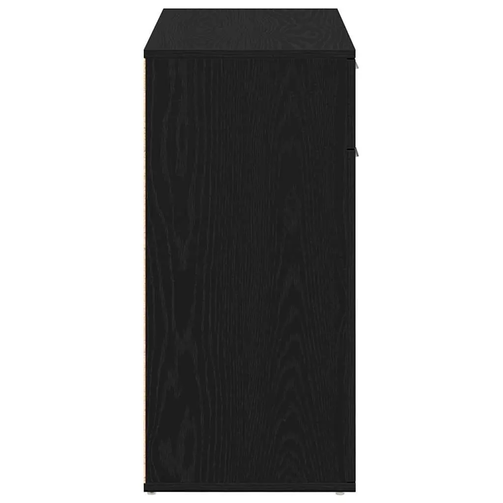 Sideboard Black Oak 80x36x75cm Engineered Wood Storage Cabinet Buffet