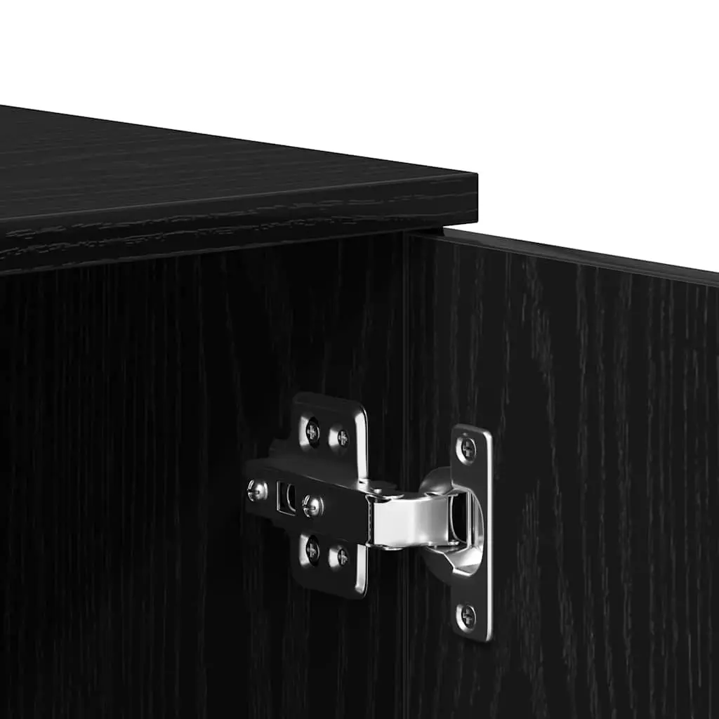 Sideboard Black Oak 80x36x75cm Engineered Wood Storage Cabinet Buffet
