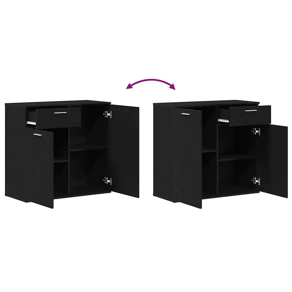 Sideboard Black Oak 80x36x75cm Engineered Wood Storage Cabinet Buffet
