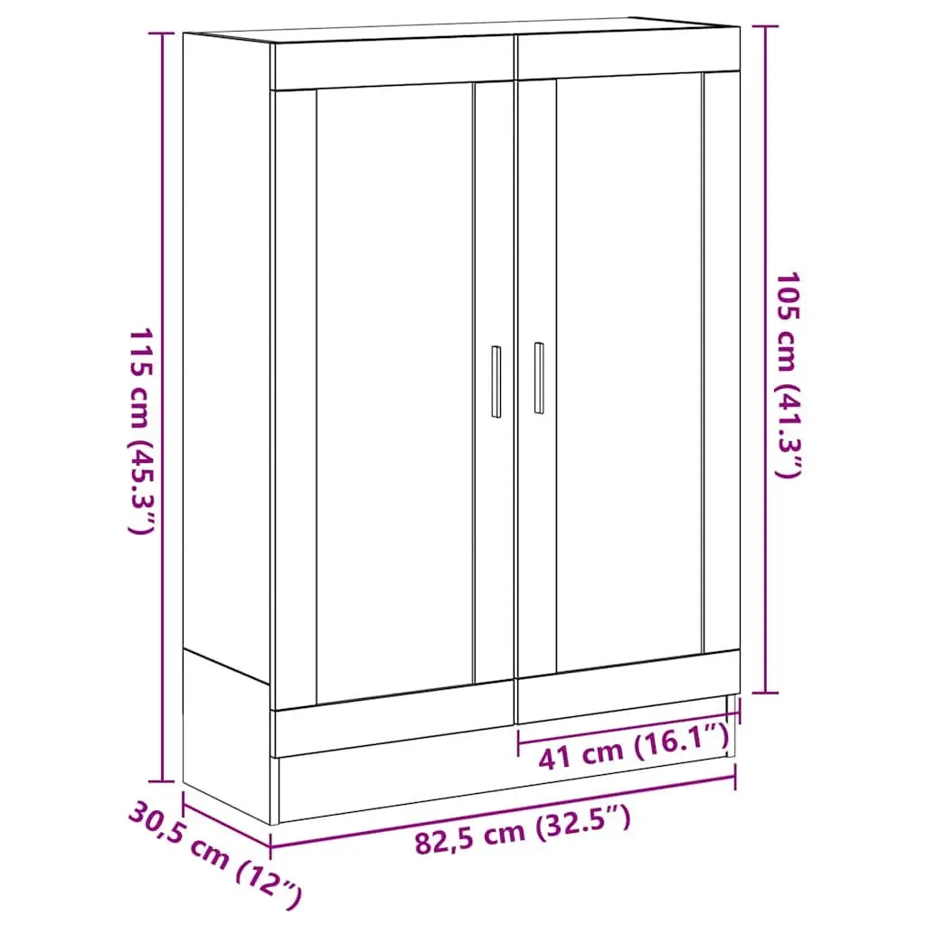 Book Cabinet Black Oak 82.5x30.5x115 cm Engineered Wood Storage Shelves