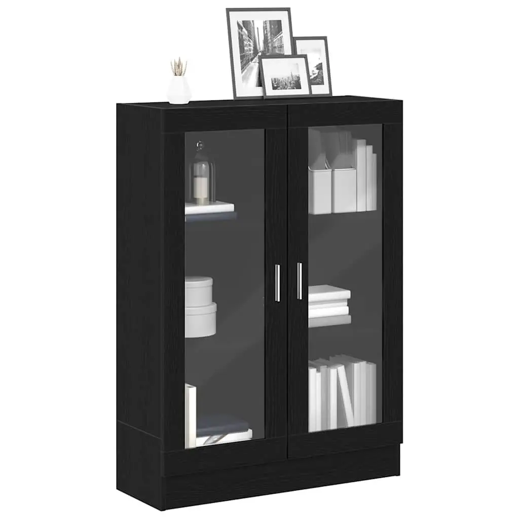 Book Cabinet Black Oak 82.5x30.5x115 cm Engineered Wood Storage Shelves