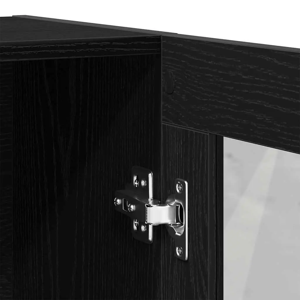 Book Cabinet Black Oak 82.5x30.5x115 cm Engineered Wood Storage Shelves