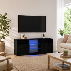 Friendly Black Oak TV Unit with LED Ambient Lighting