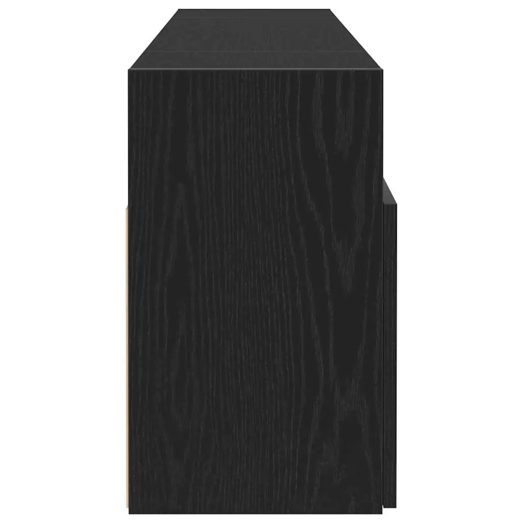 TV Cabinet RGB LED Lights Black Oak Engineered Wood Storage Unit 120W x 30D x 50H cm