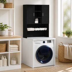 Your New Black Oak Washing Machine Cabinet Awaits