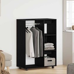 Your Storage Solution: Black Oak Wardrobe with Wheels