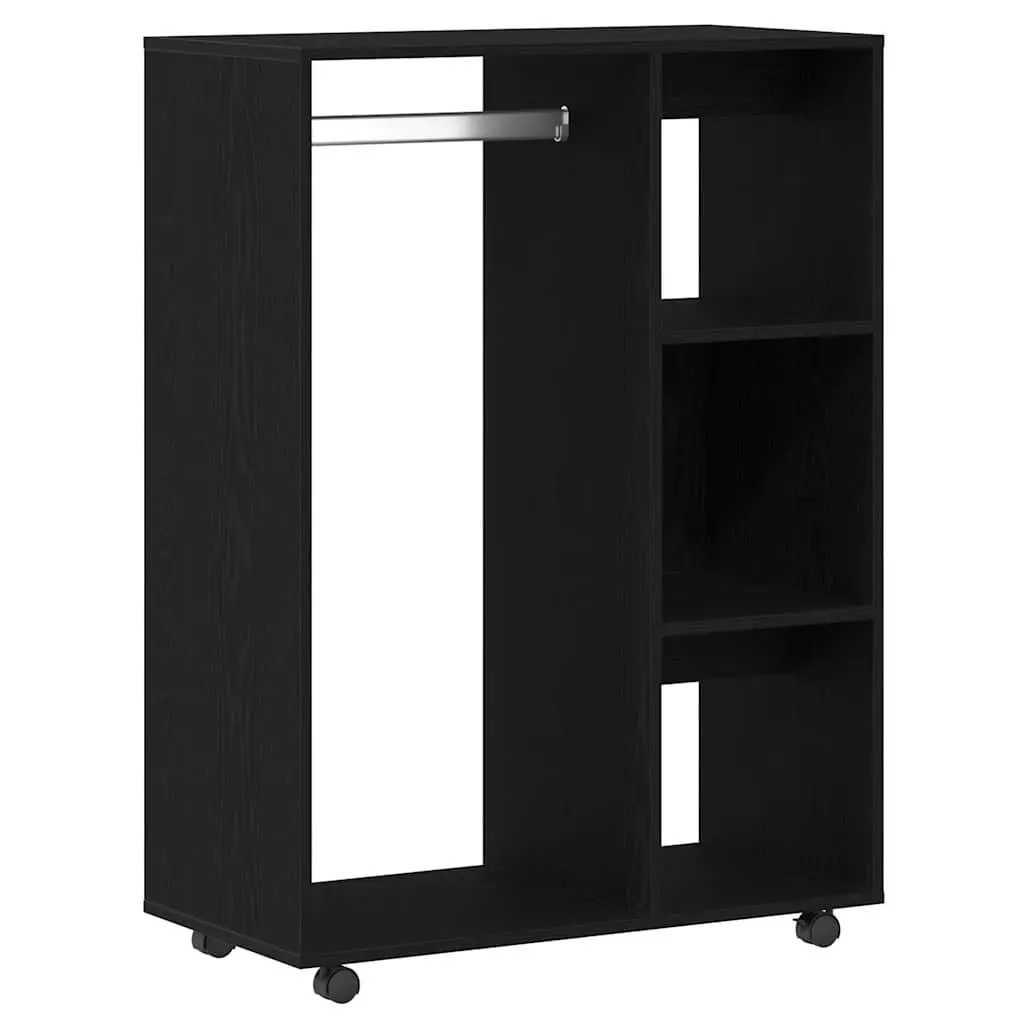 Wardrobe Black Oak Engineered Wood 80x40x110 cm Storage Cabinet Cupboard