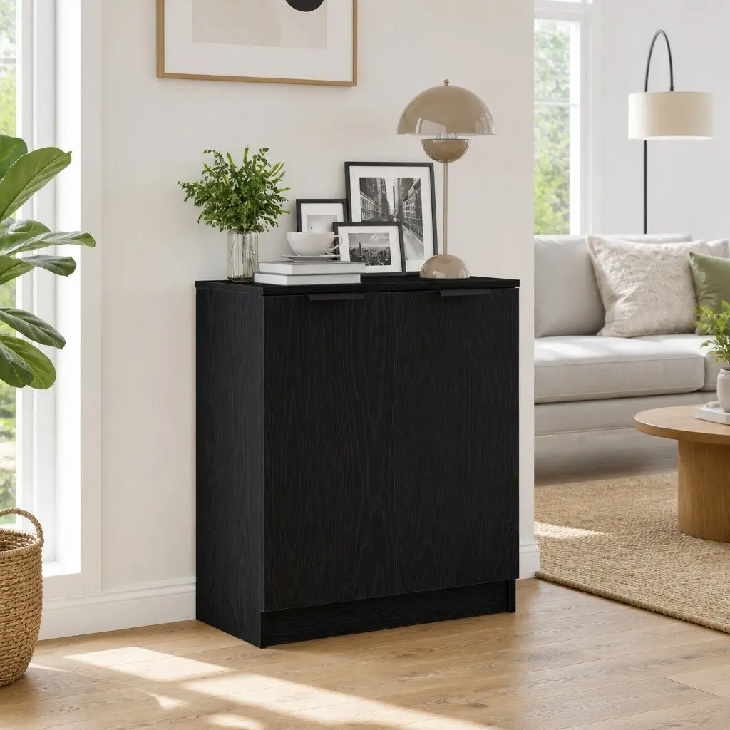 Sideboard Black Oak Modern Storage Cabinet 60x30x70cm