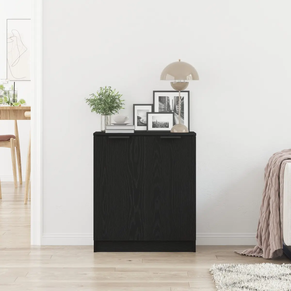 Sideboard Black Oak Modern Storage Cabinet 60x30x70cm