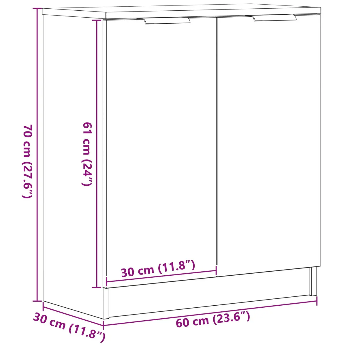 Sideboard Black Oak Modern Storage Cabinet 60x30x70cm