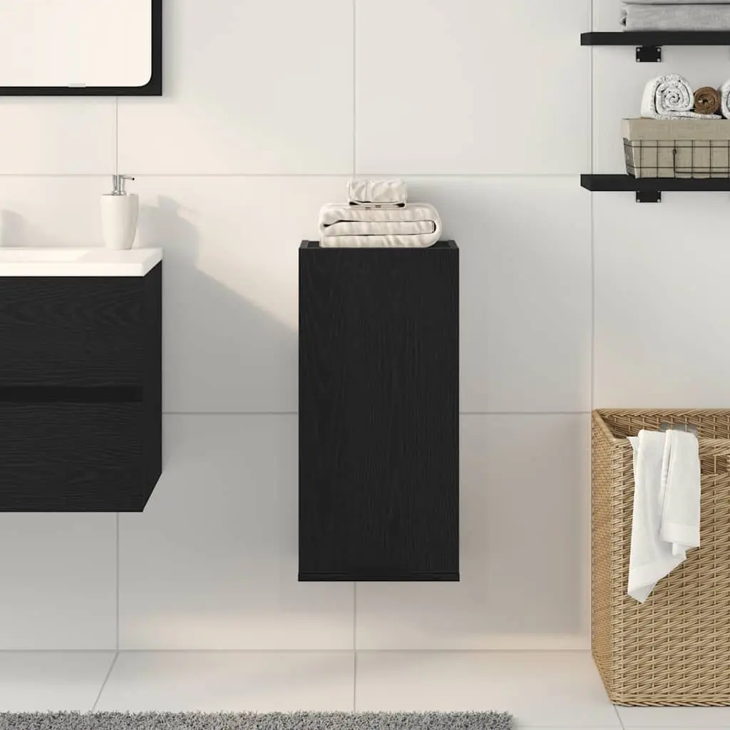 Bathroom Cabinet Wall-mounted Black Oak Engineered Wood Storage Unit 32x20x67 cm