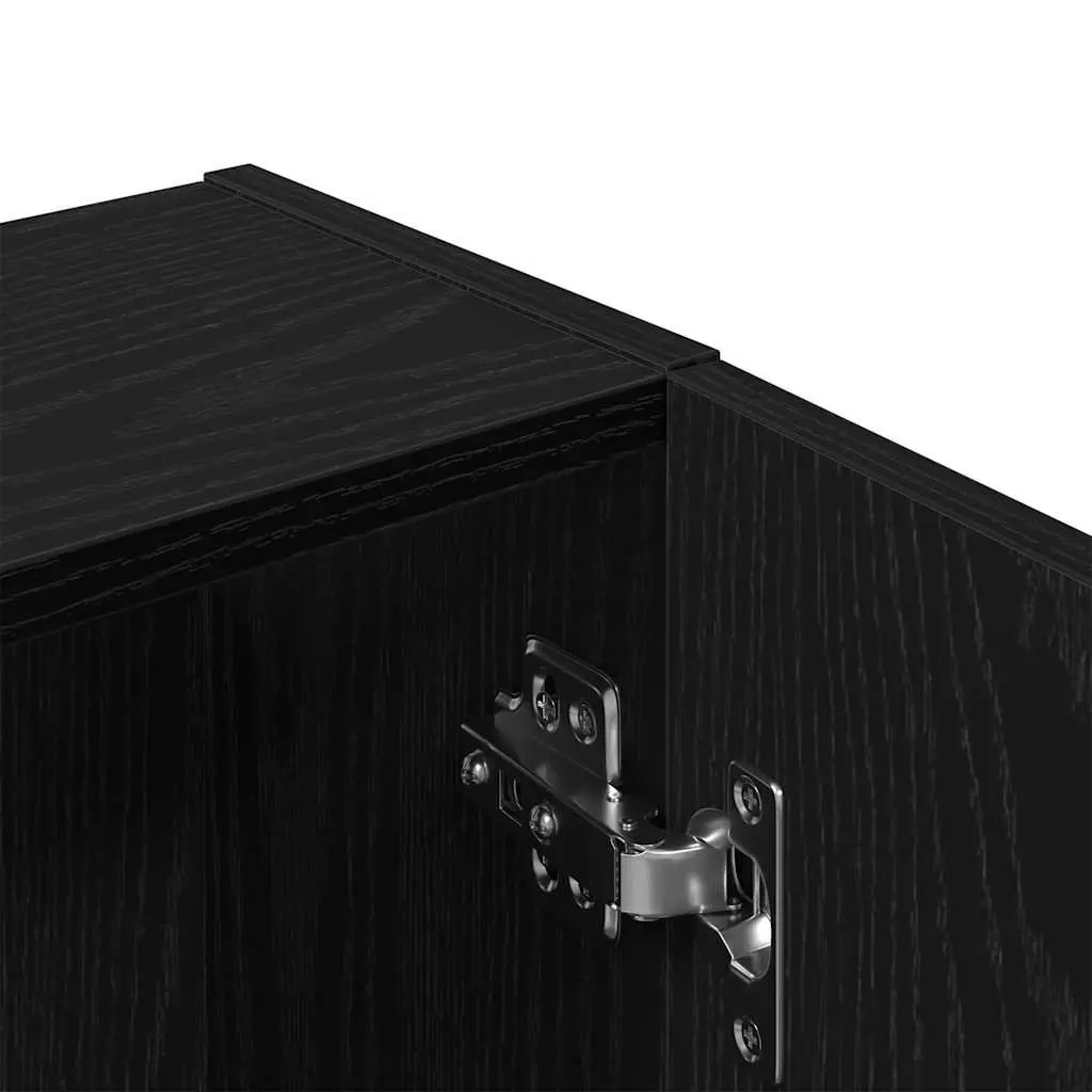 Bathroom Cabinet Wall-mounted Black Oak Engineered Wood Storage Unit 32x20x67 cm