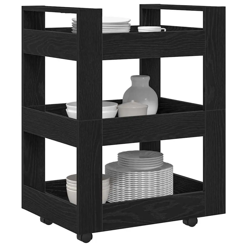 Kitchen Trolley Black Engineered Wood 60 x 45 x 80 cm
