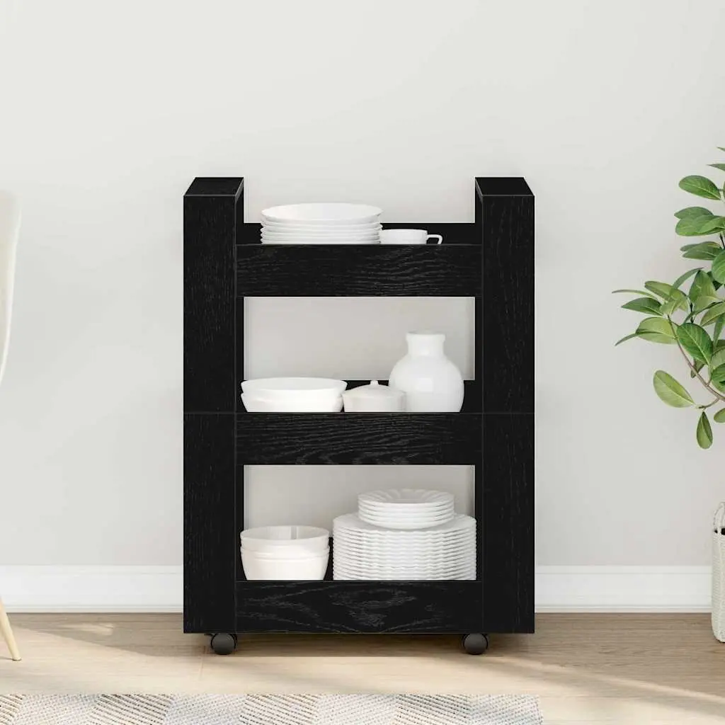 Kitchen Trolley Black Engineered Wood 60 x 45 x 80 cm