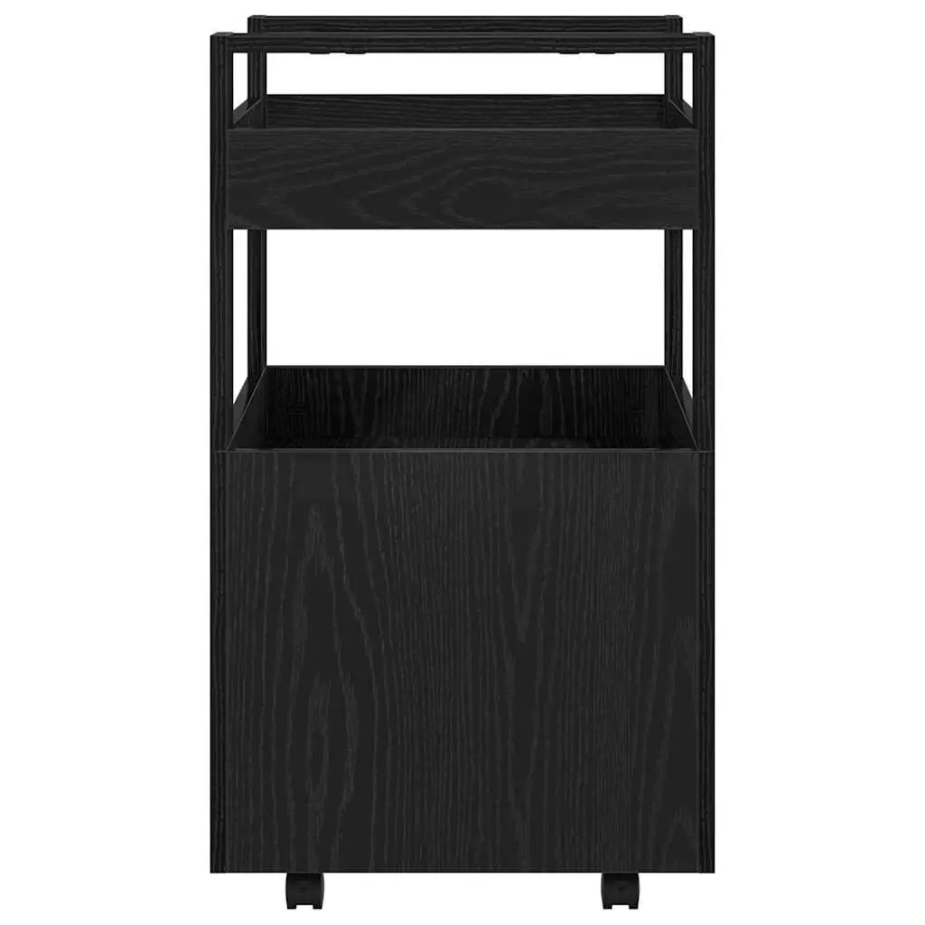 Kitchen Trolley Black Oak Rolling Storage Cart 60 x 45 x 80 cm