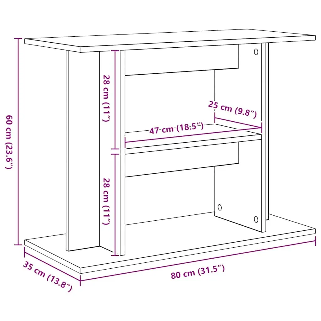 Aquarium Stand 3-Tier Storage Display Cabinet Black Oak