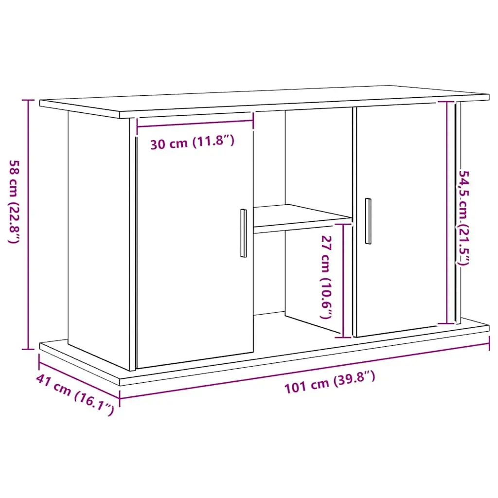 Aquarium Stand Display Cabinet with Storage Shelves Black Oak 101 x 41 x 58 cm
