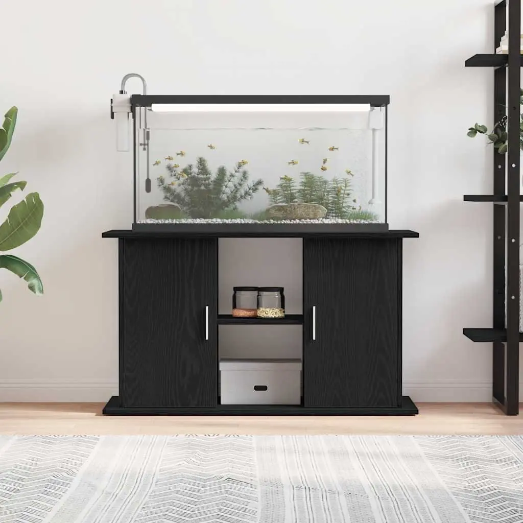 Aquarium Stand Display Cabinet with Storage Shelves Black Oak 101 x 41 x 58 cm