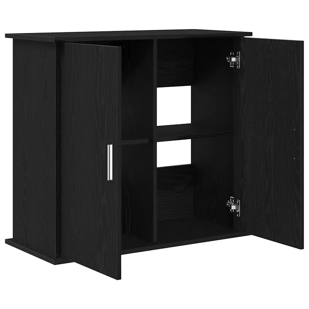 Aquarium Stand Engineered Wood Black Oak Storage Cabinet 81 x 36 x 73 cm