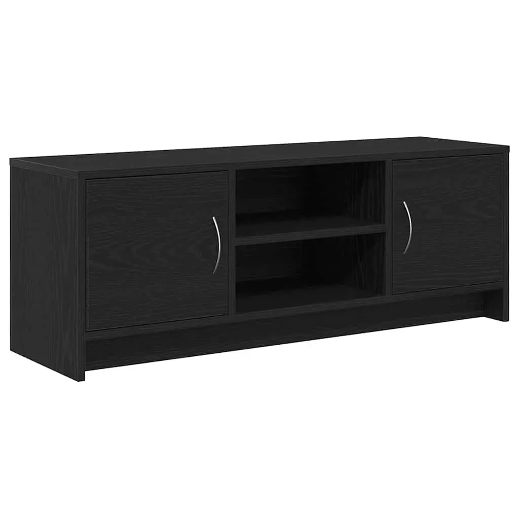 TV Cabinet Black Oak Media Storage Unit with Doors 102x30x37.5cm