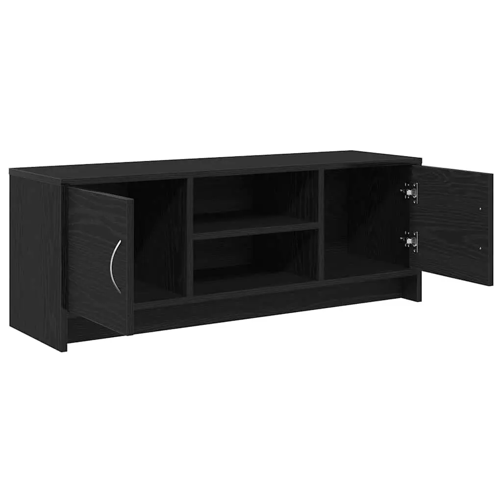 TV Cabinet Black Oak Media Storage Unit with Doors 102x30x37.5cm