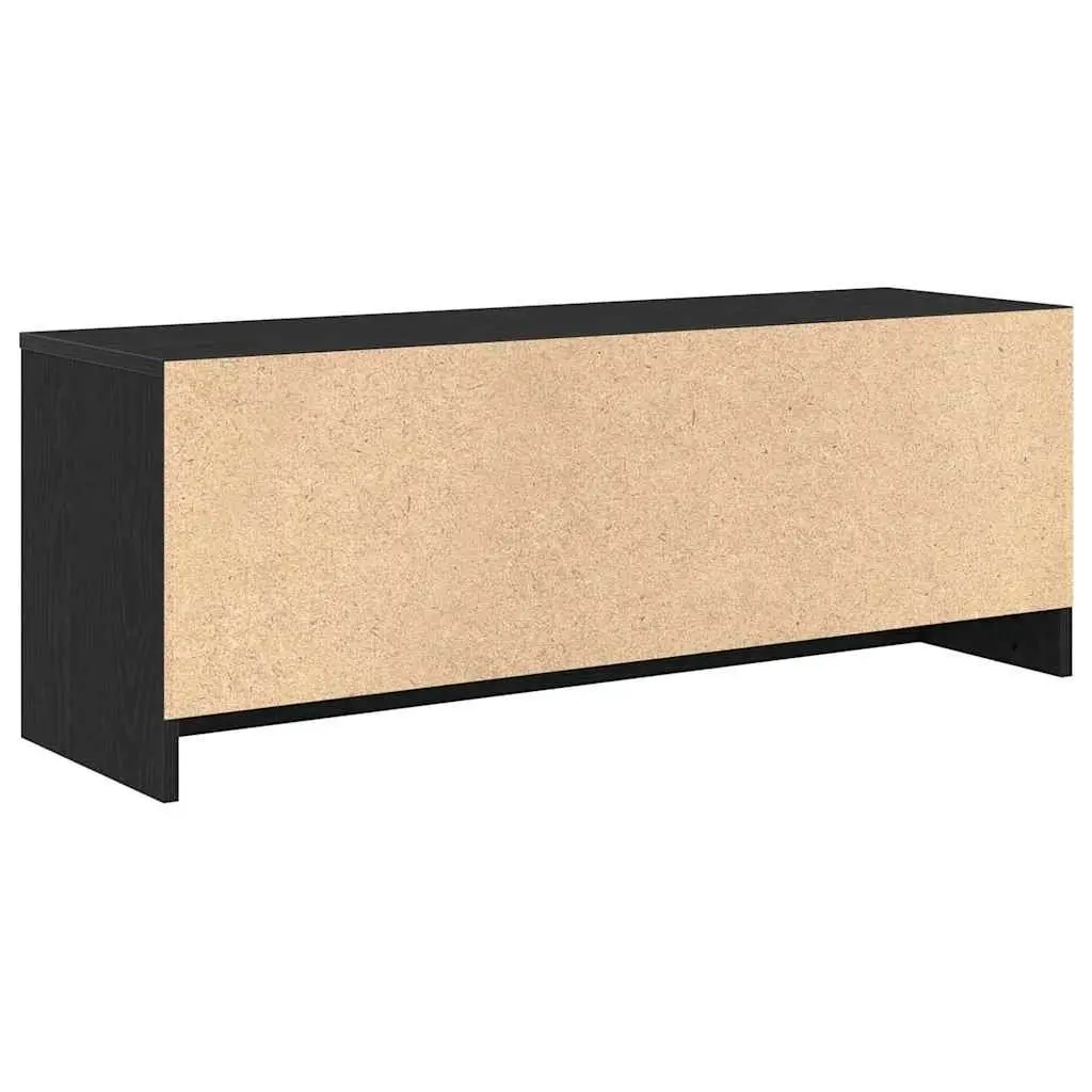 TV Cabinet Black Oak Media Storage Unit with Doors 102x30x37.5cm