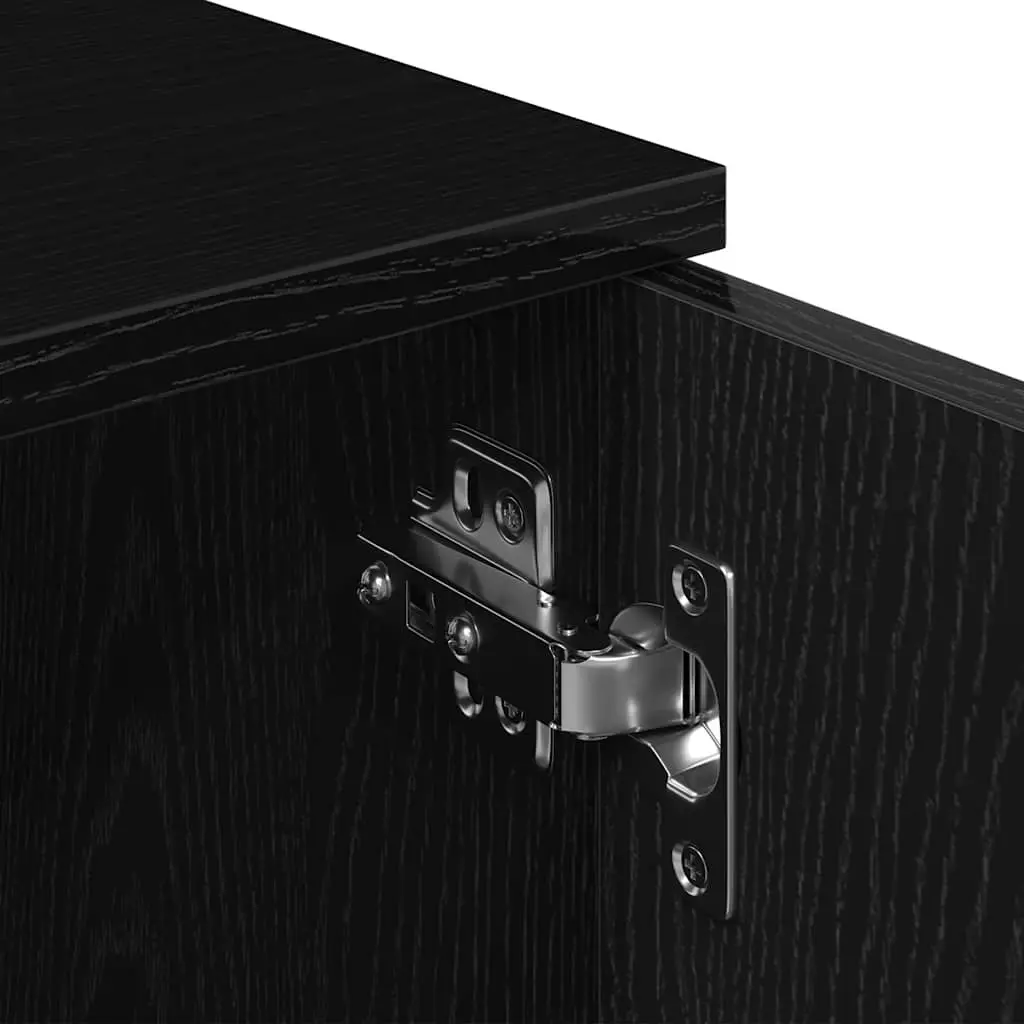TV Cabinet Black Oak Media Storage Unit with Doors 102x30x37.5cm