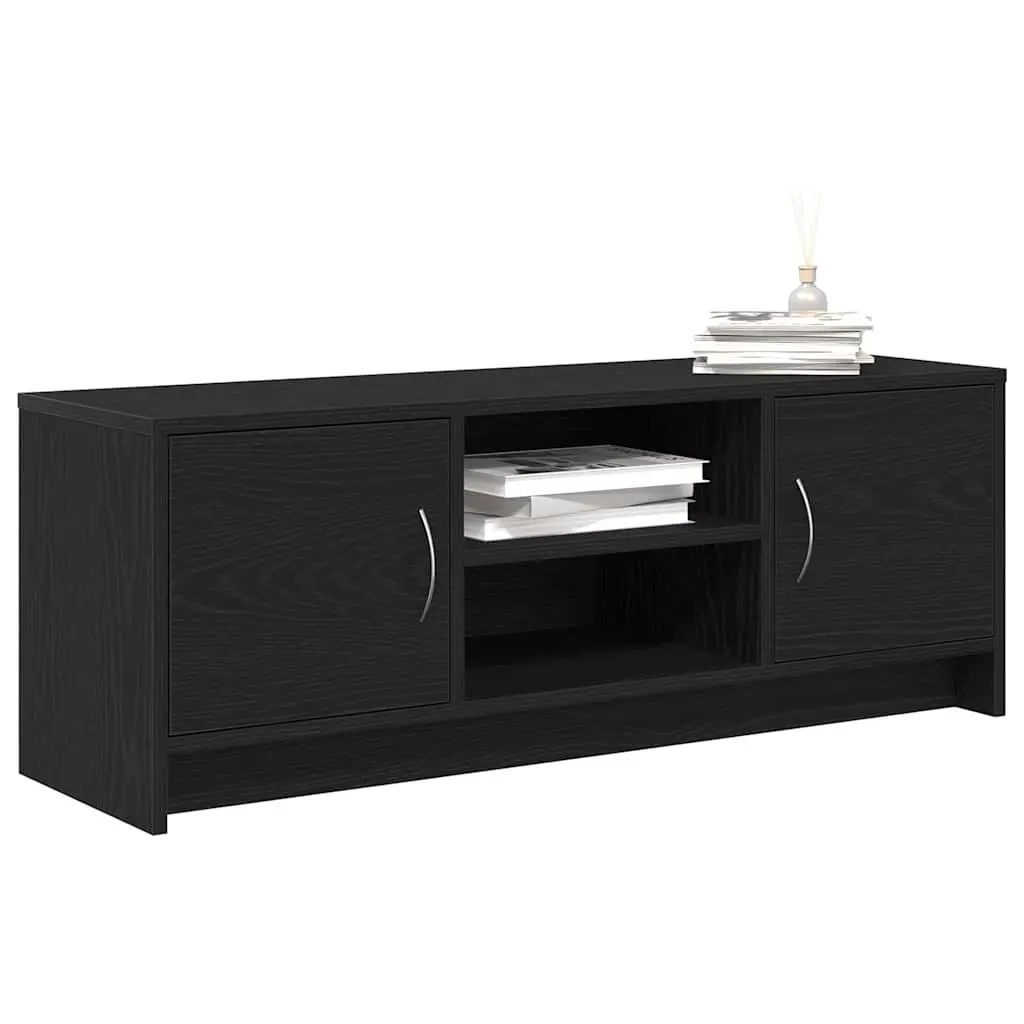 TV Cabinet Black Oak Media Storage Unit with Doors 102x30x37.5cm