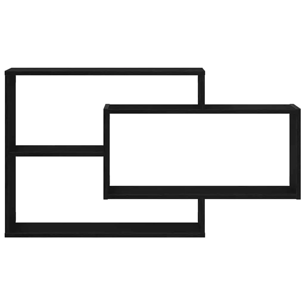 Wall Shelf Floating Storage Organizer Engineered Wood Black Oak 104x20x58.5cm