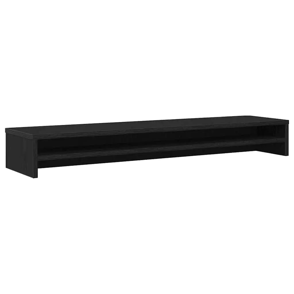 Monitor Stand Engineered Wood TV Riser Desk Organiser Black Oak 100x24x13cm