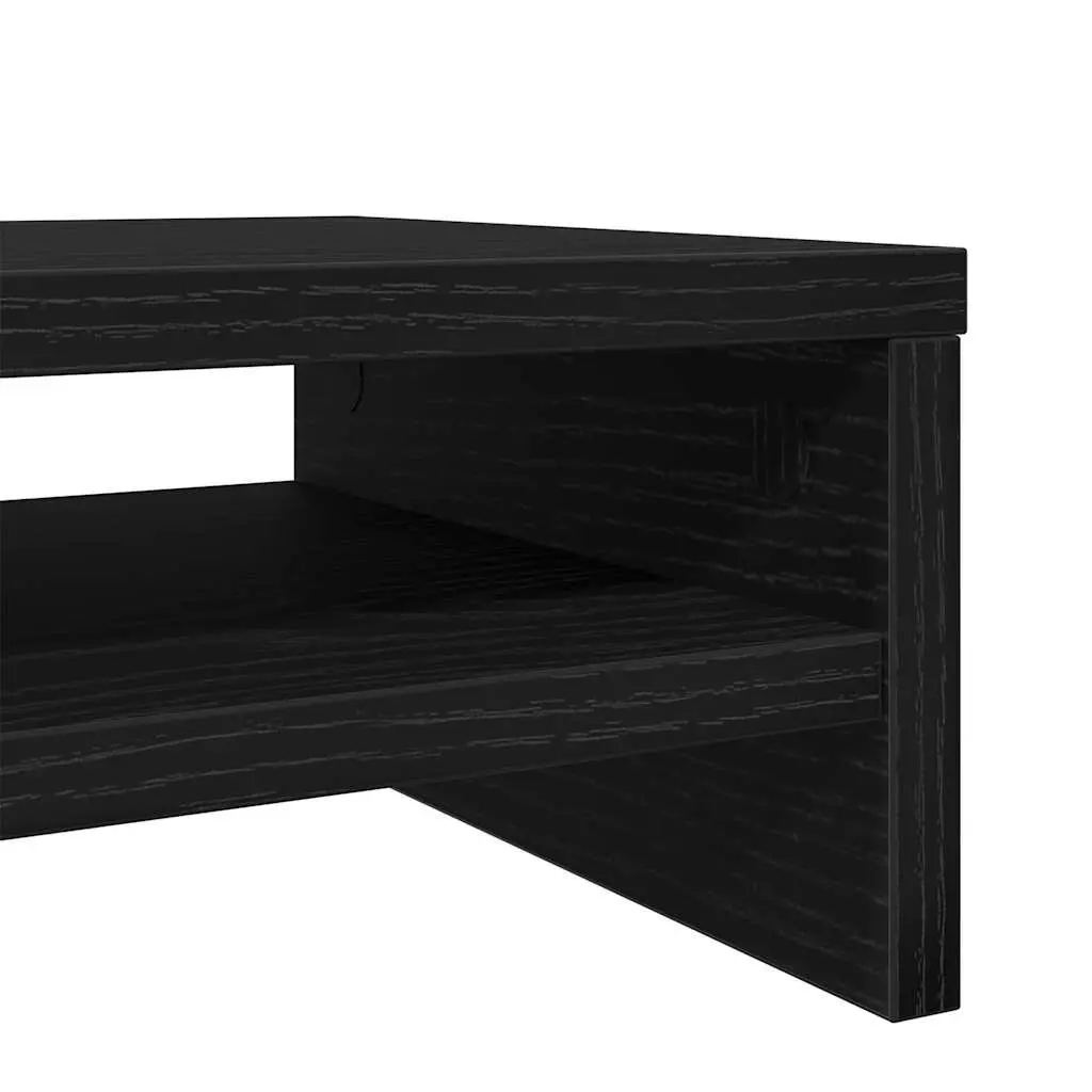 Monitor Stand Engineered Wood TV Riser Desk Organiser Black Oak 100x24x13cm