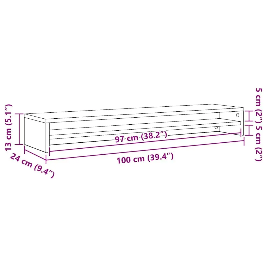 Monitor Stand Engineered Wood TV Riser Desk Organiser Black Oak 100x24x13cm