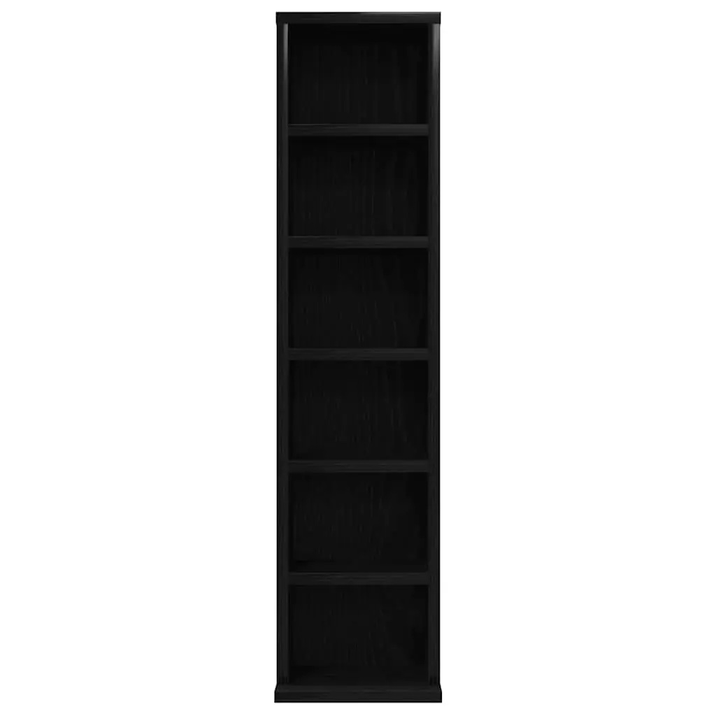 CD Storage Cabinet Black Oak Media Shelving Unit Engineered Wood Home Organiser