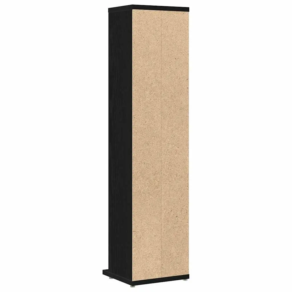 CD Storage Cabinet Black Oak Media Shelving Unit Engineered Wood Home Organiser