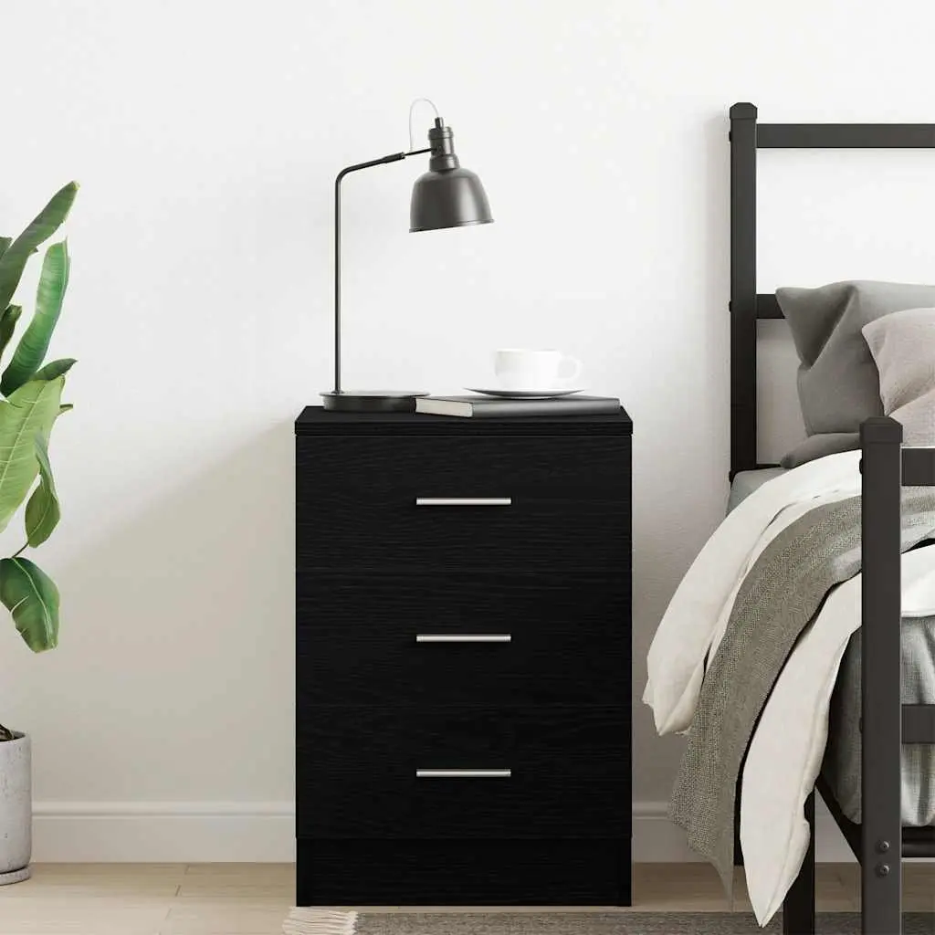 Black Oak Nightstand for Bedroom Needs 38x35x55 cm