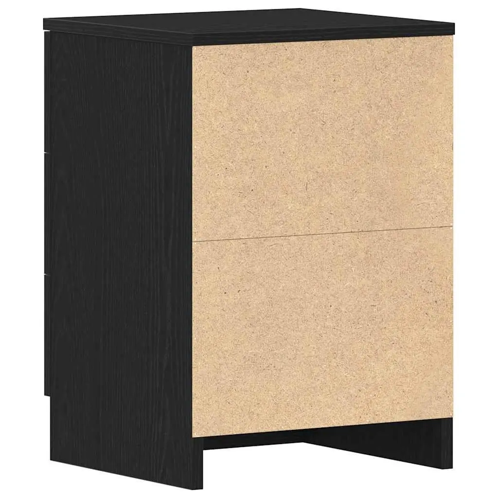 Bedside Cabinets Black Engineered Wood 2 Piece Nightstand Storage 38x35x55 cm