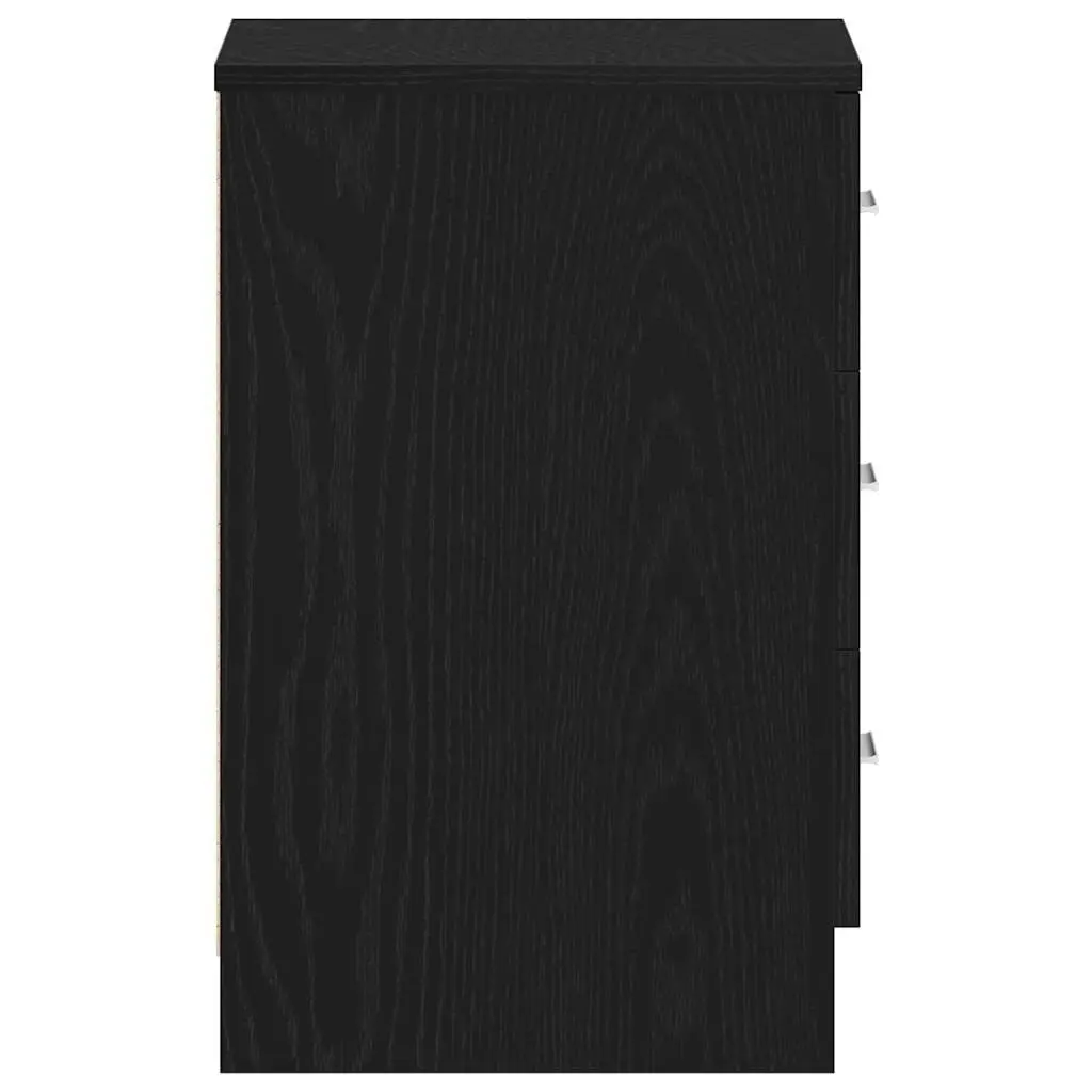 Bedside Cabinets Black Engineered Wood 2 Piece Nightstand Storage 38x35x55 cm