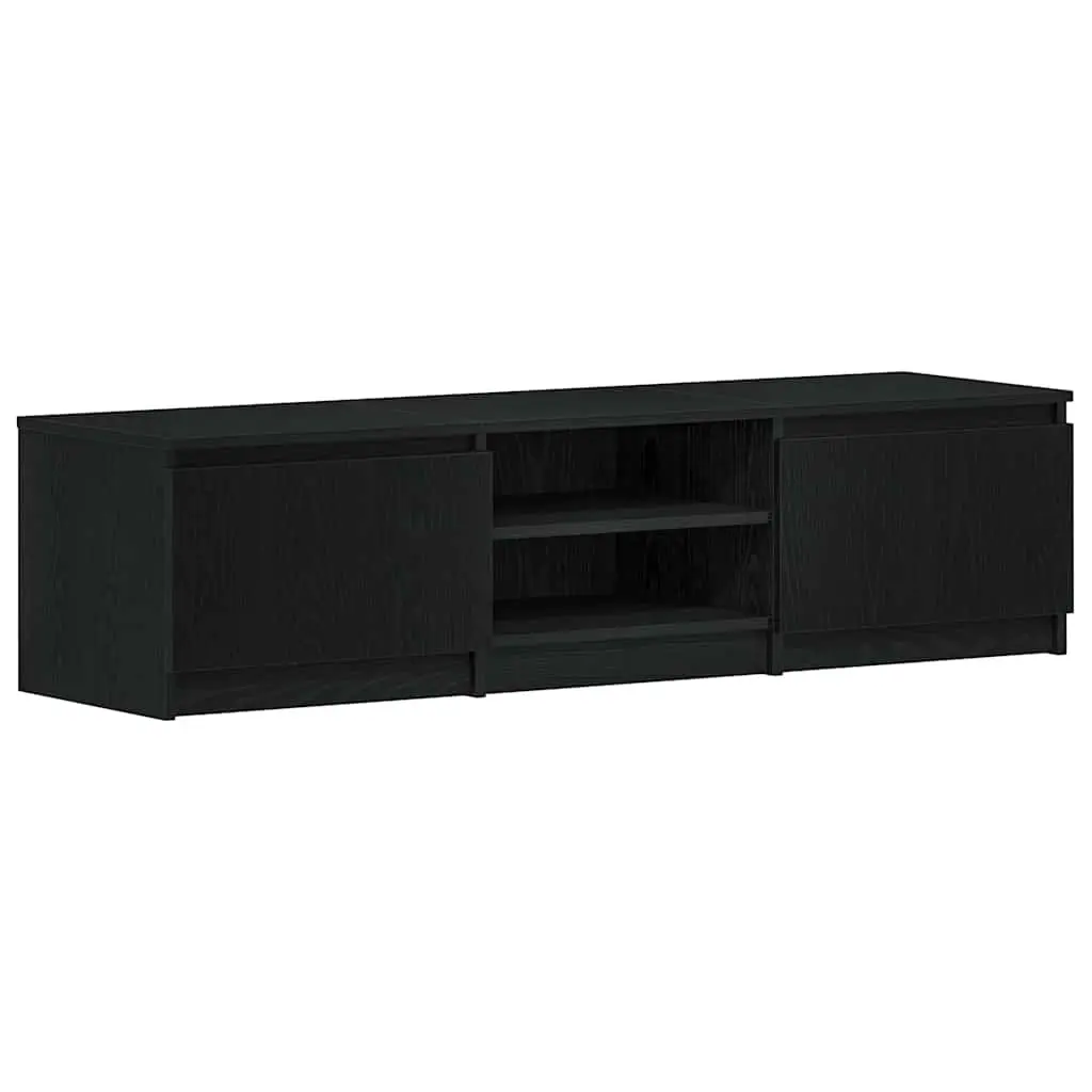 TV Cabinet Black Oak Engineered Wood 140x40x36cm Living Room Storage Unit