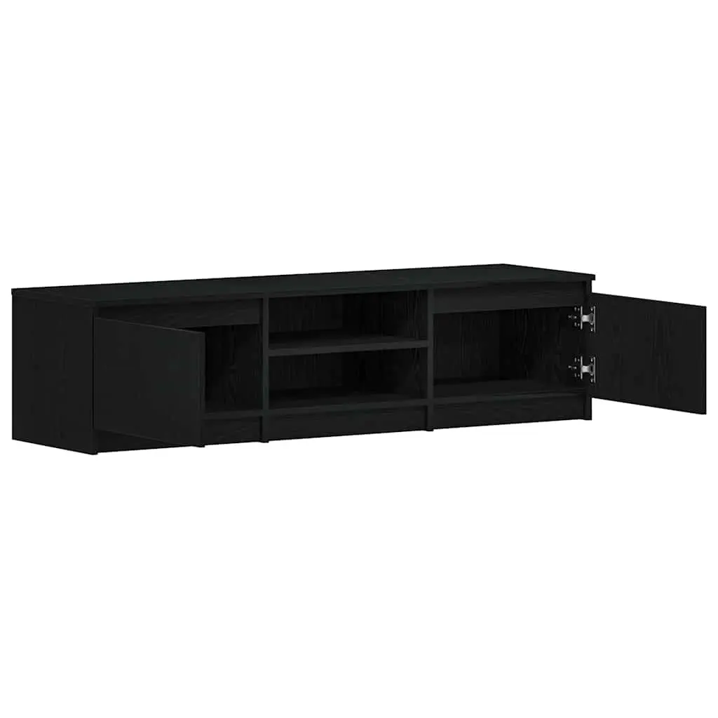 TV Cabinet Black Oak Engineered Wood 140x40x36cm Living Room Storage Unit