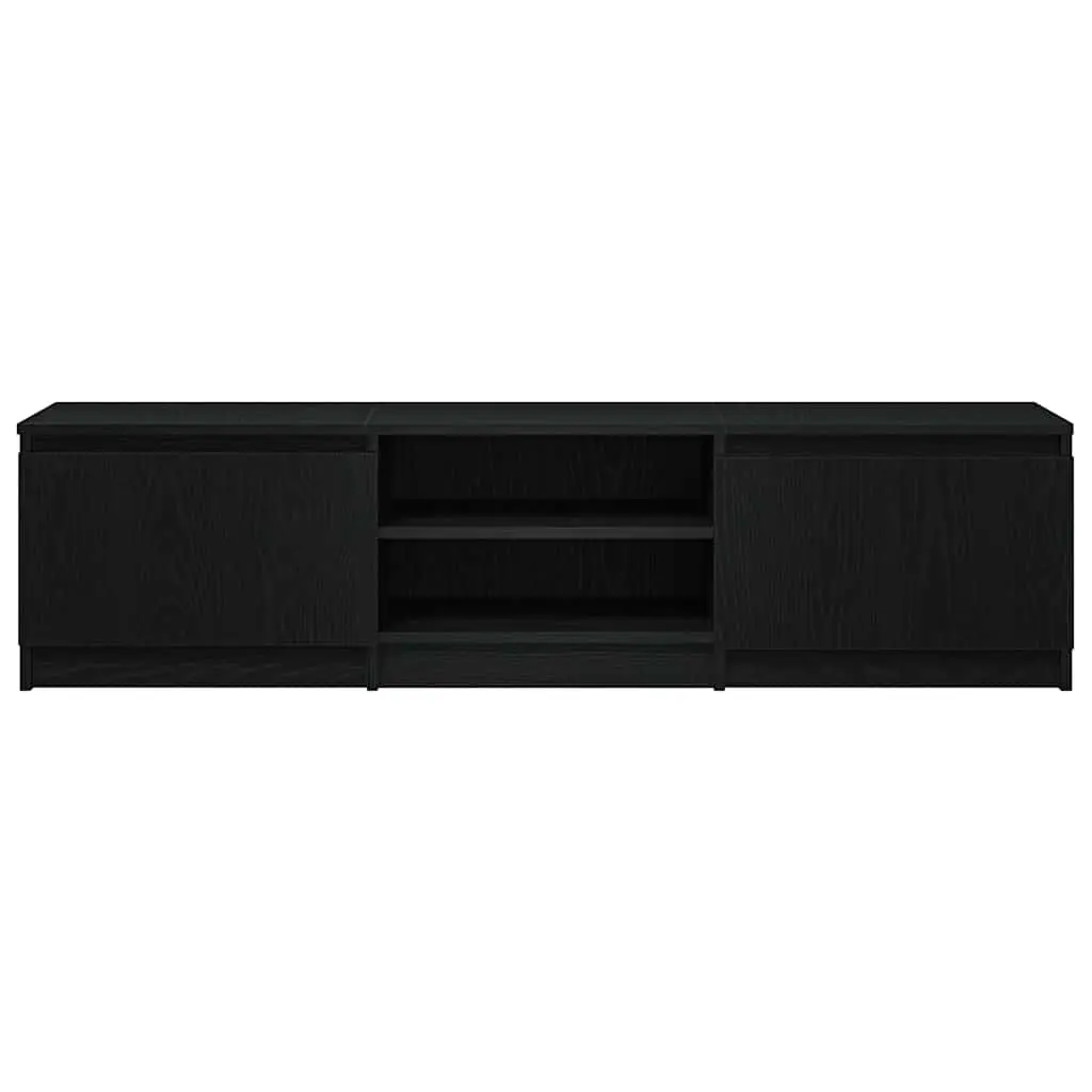 TV Cabinet Black Oak Engineered Wood 140x40x36cm Living Room Storage Unit